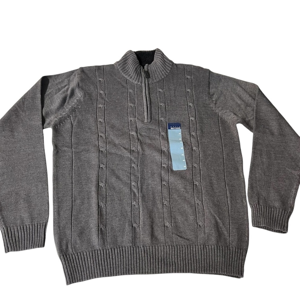 Basic Editions NWT - Men’s 1/4 zip Cable Sherpa Sweater Sz MD